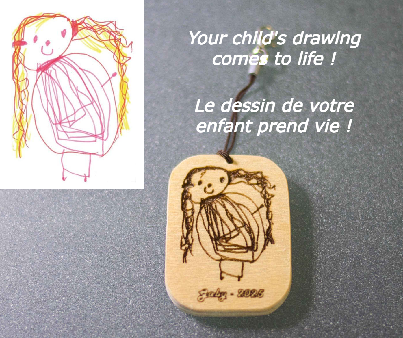 Engraved child's drawing
