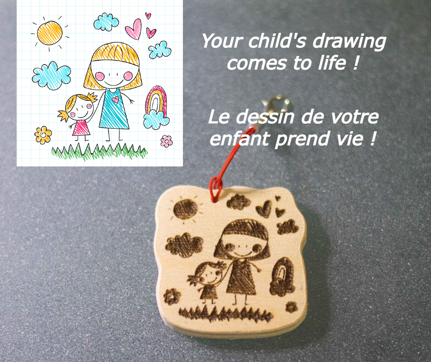 Engraved child's drawing